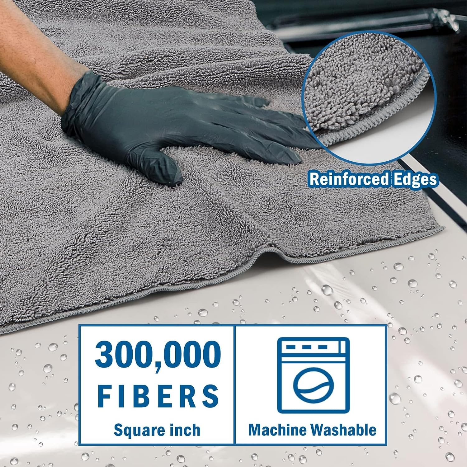 image:imageHOMEXCEL Professional Large Microfiber Car Drying Towels 2 Pack Lint Free Scratch Free Highly Absorbent Drying Towel for Cars SUVs RVs Trucks and Boats31 x 24GreyGrey