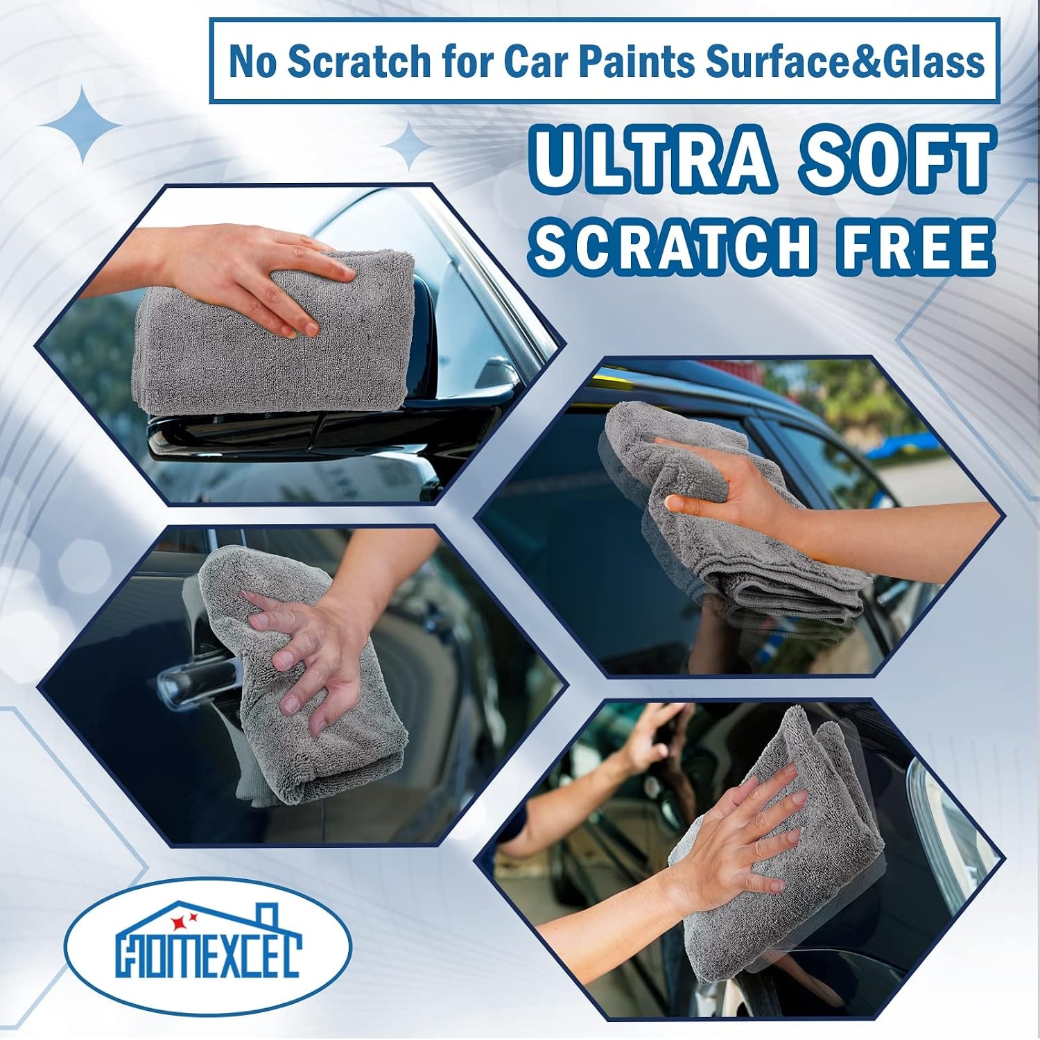 image:imageHOMEXCEL Professional Large Microfiber Car Drying Towels 2 Pack Lint Free Scratch Free Highly Absorbent Drying Towel for Cars SUVs RVs Trucks and Boats31 x 24GreyGrey