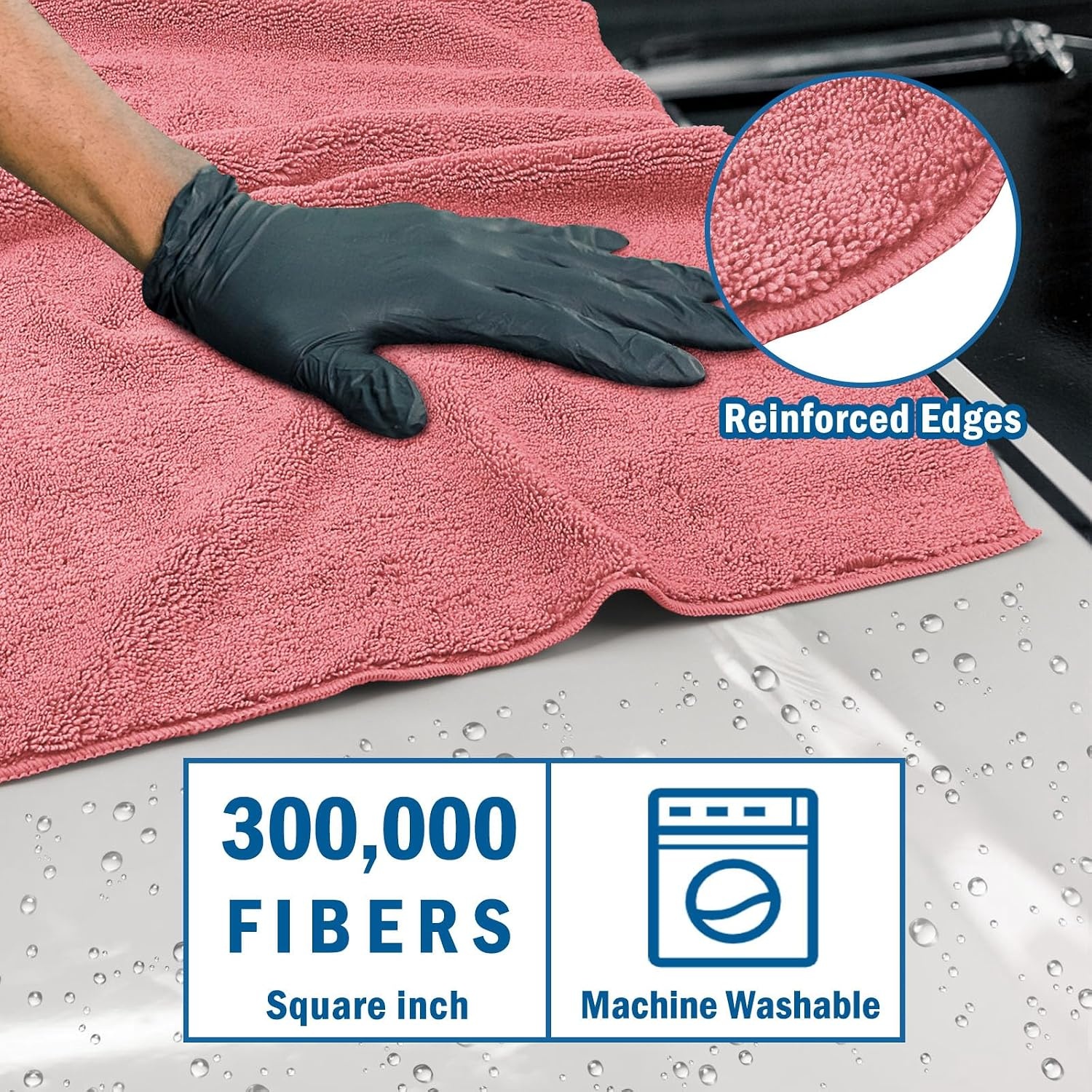 image:imageHOMEXCEL Professional Large Microfiber Car Drying Towels 2 Pack Lint Free Scratch Free Highly Absorbent Drying Towel for Cars SUVs RVs Trucks and Boats31 x 24GreyRed