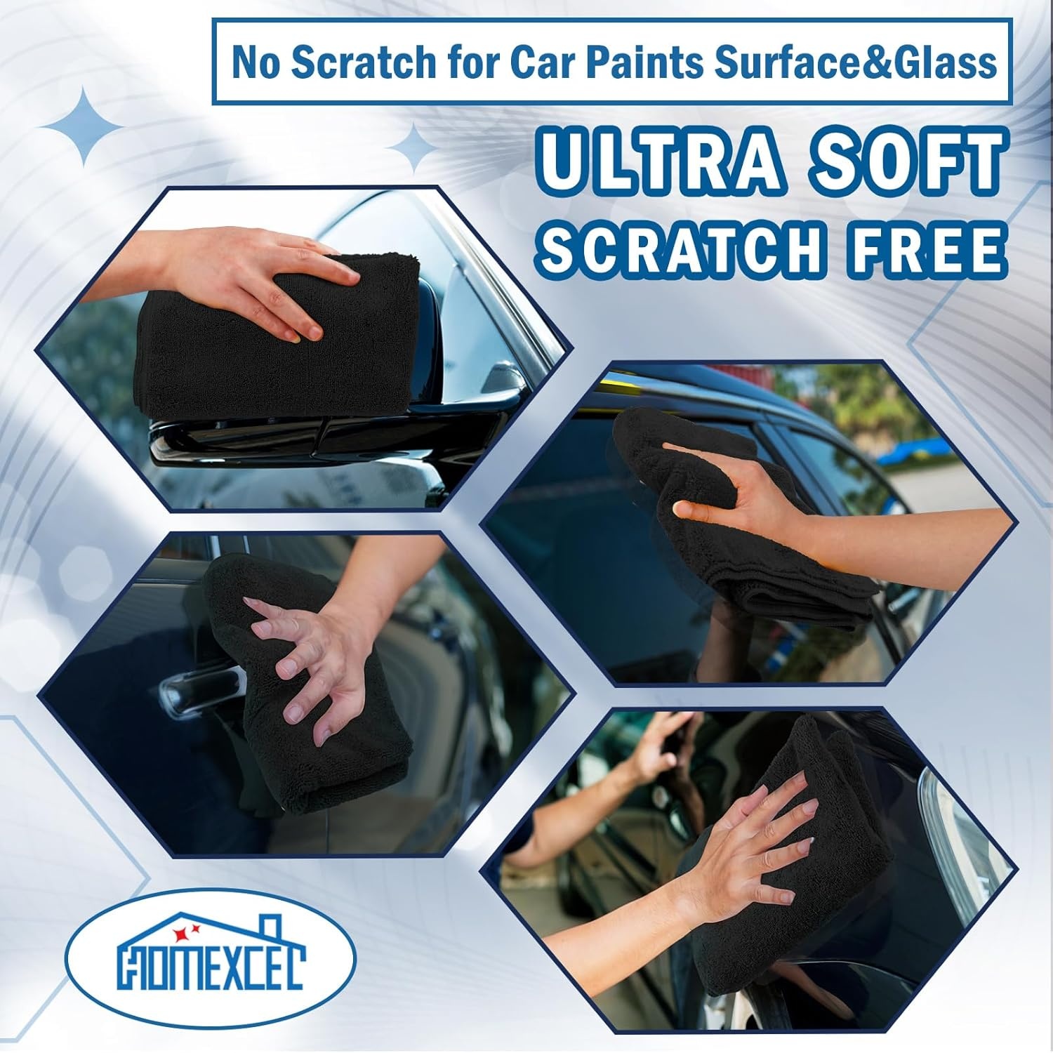 image:imageHOMEXCEL Professional Large Microfiber Car Drying Towels 2 Pack Lint Free Scratch Free Highly Absorbent Drying Towel for Cars SUVs RVs Trucks and Boats31 x 24GreyBlack