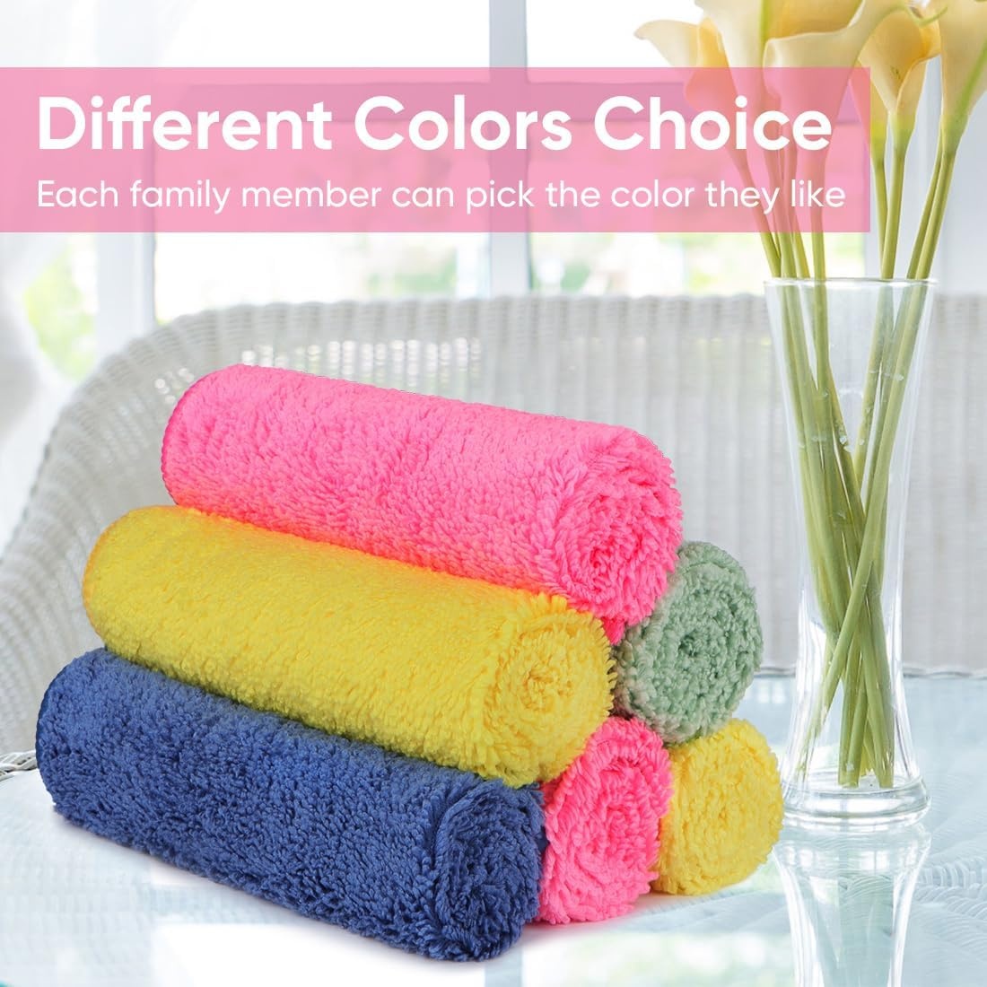 image:imageHOMEXCEL Washcloths 50PK Ultra SoftampHighly Absorbent Face Towels 12X12 inAssorted Set