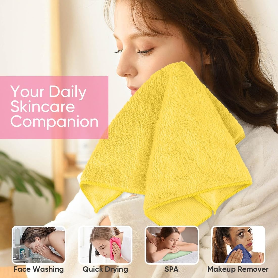 image:imageHOMEXCEL Washcloths 50PK Ultra SoftampHighly Absorbent Face Towels 12X12 inAssorted Set