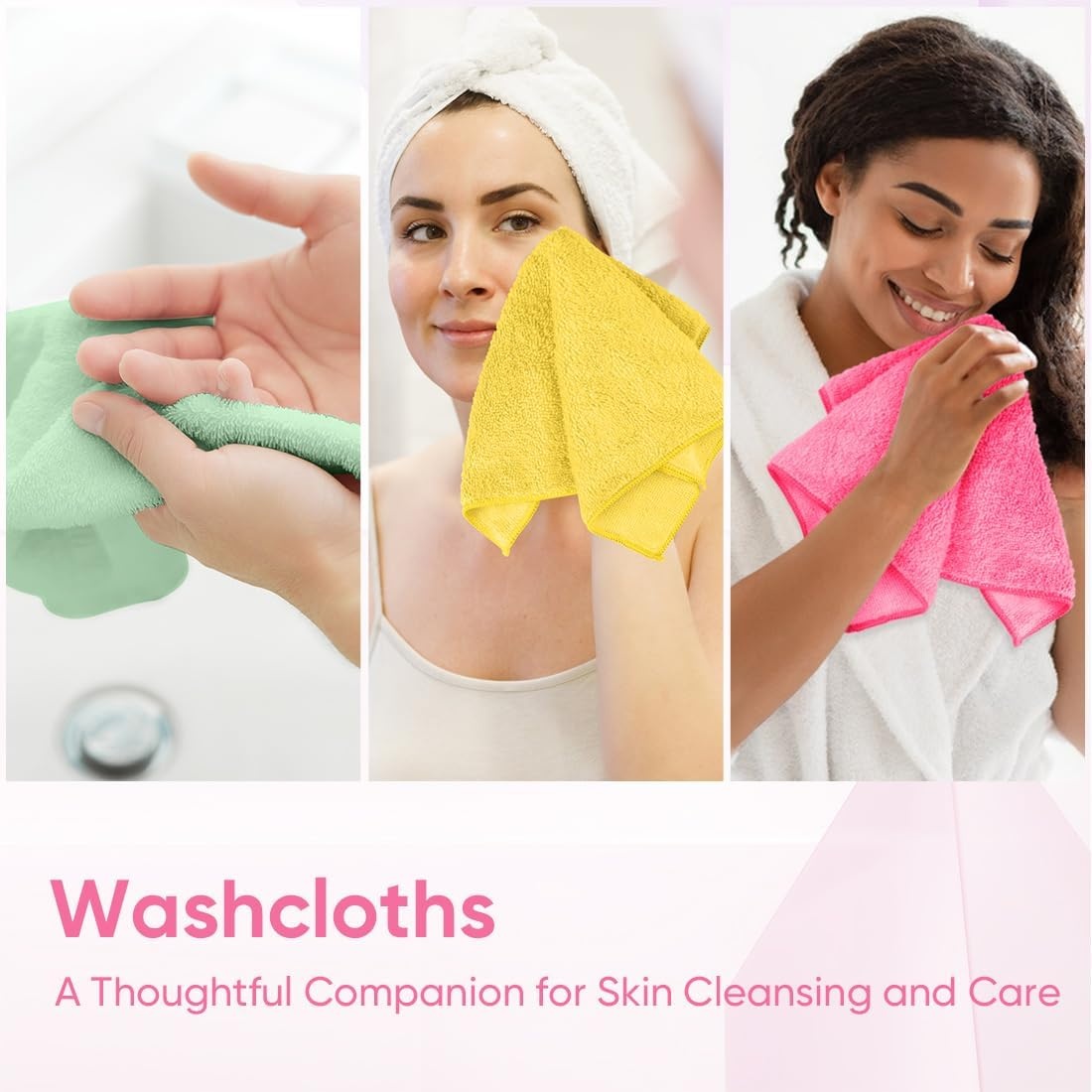 image:imageHOMEXCEL Washcloths 50PK Ultra SoftampHighly Absorbent Face Towels 12X12 inAssorted Set