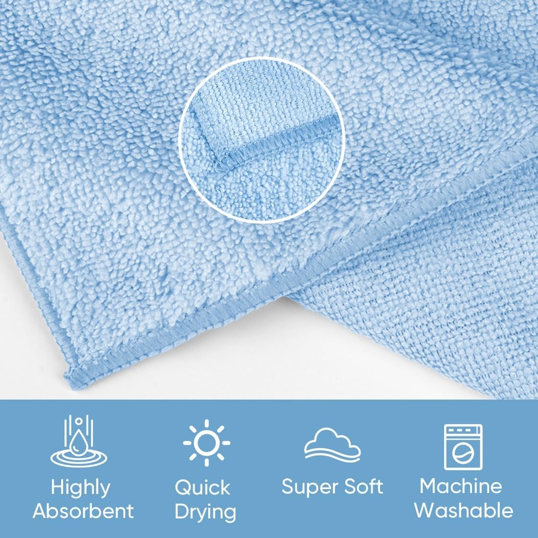 image:imageHOMEXCEL Washcloths 50PK Ultra SoftampHighly Absorbent Face Towels 12X12 inBlue
