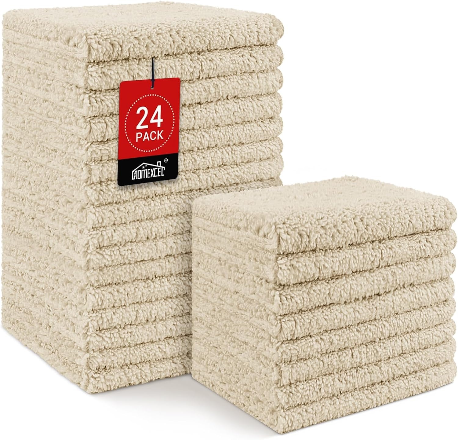 image:imageHOMEXCEL Washcloths 50PK Ultra SoftampHighly Absorbent Face Towels 12X12 inBrown