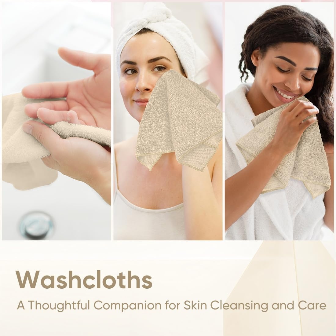 image:imageHOMEXCEL Washcloths 50PK Ultra SoftampHighly Absorbent Face Towels 12X12 inBrown