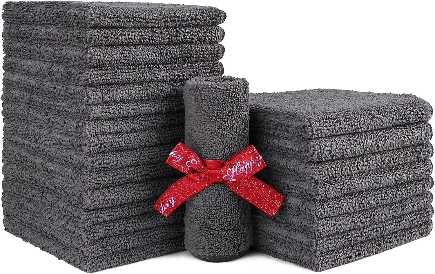 image:imageHOMEXCEL Washcloths 50PK Ultra SoftampHighly Absorbent Face Towels 12X12 inGrey