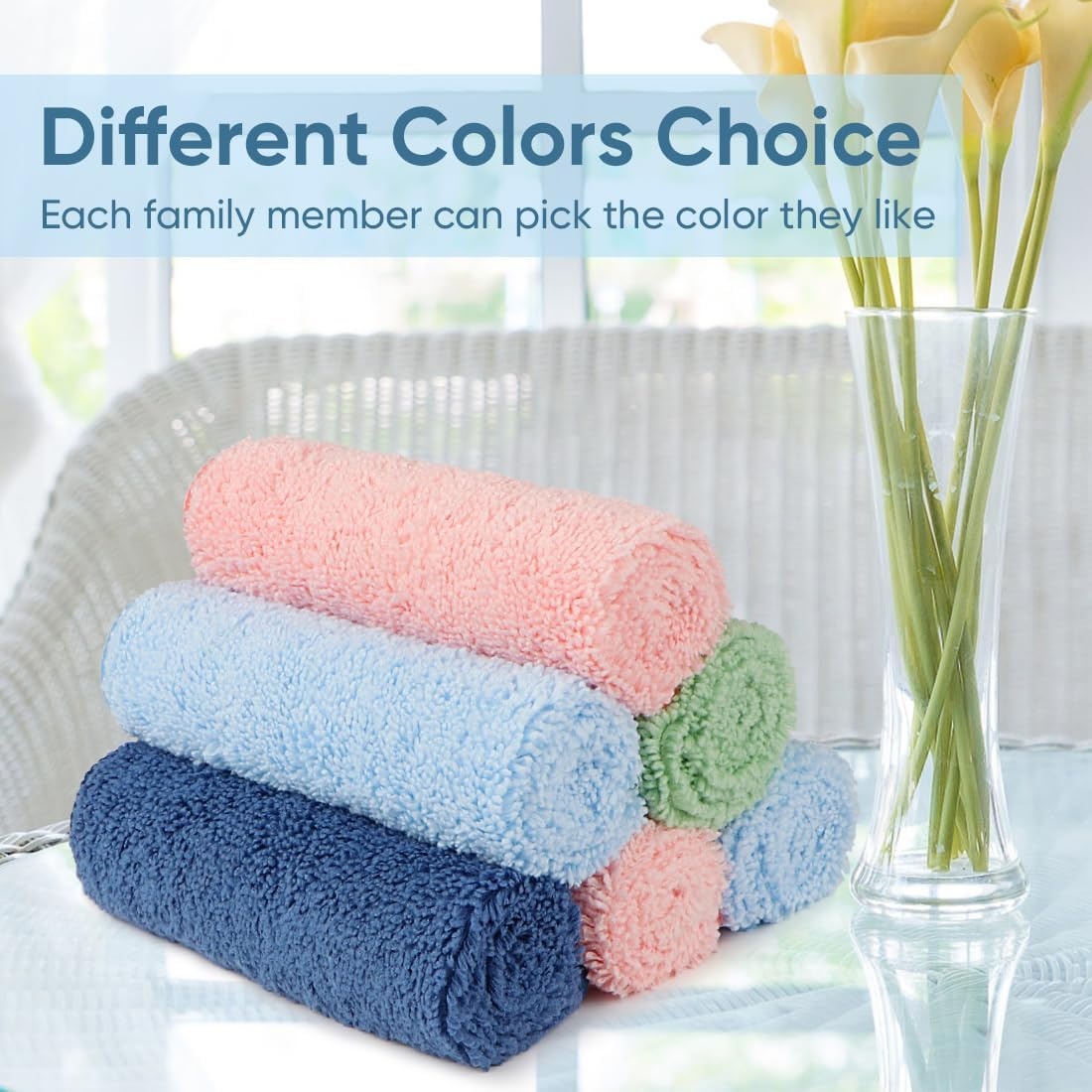 image:imageHOMEXCEL Washcloths 50PK Ultra SoftampHighly Absorbent Face Towels 12X12 inMulticolor