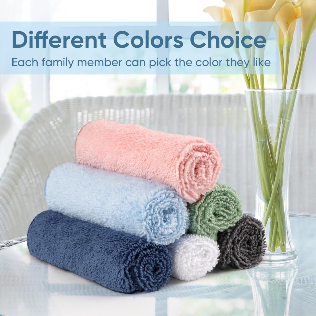 image:imageHOMEXCEL Washcloths 50PK Ultra SoftampHighly Absorbent Face Towels 12X12 inMulticolor