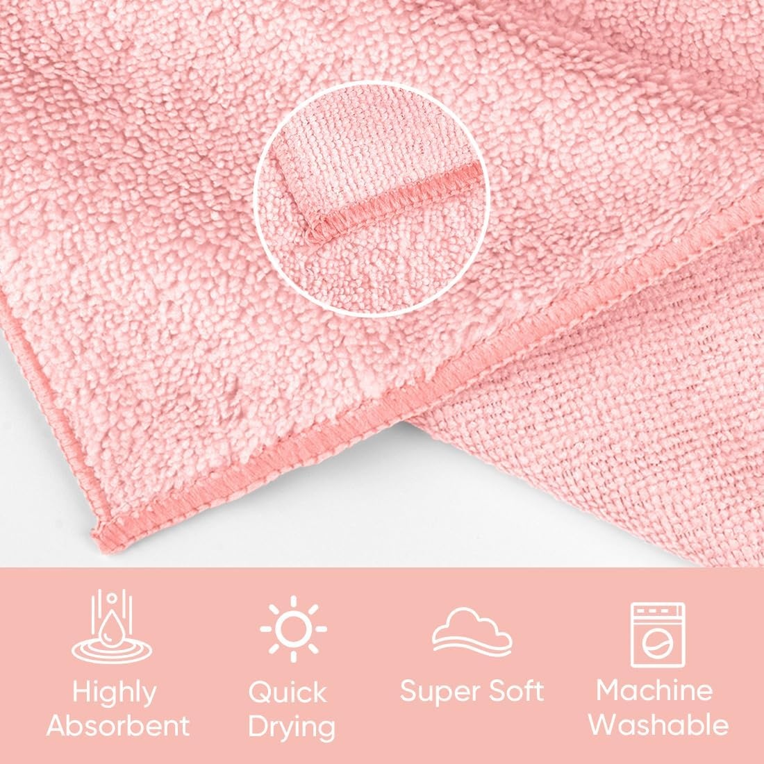 image:imageHOMEXCEL Washcloths 50PK Ultra SoftampHighly Absorbent Face Towels 12X12 inPink