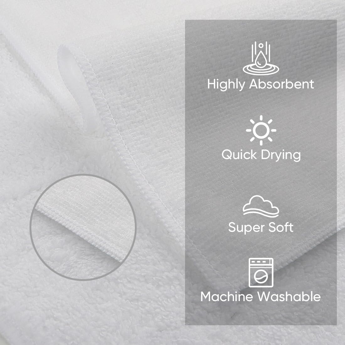 image:imageHOMEXCEL Washcloths 50PK Ultra SoftampHighly Absorbent Face Towels 12X12 inWhite