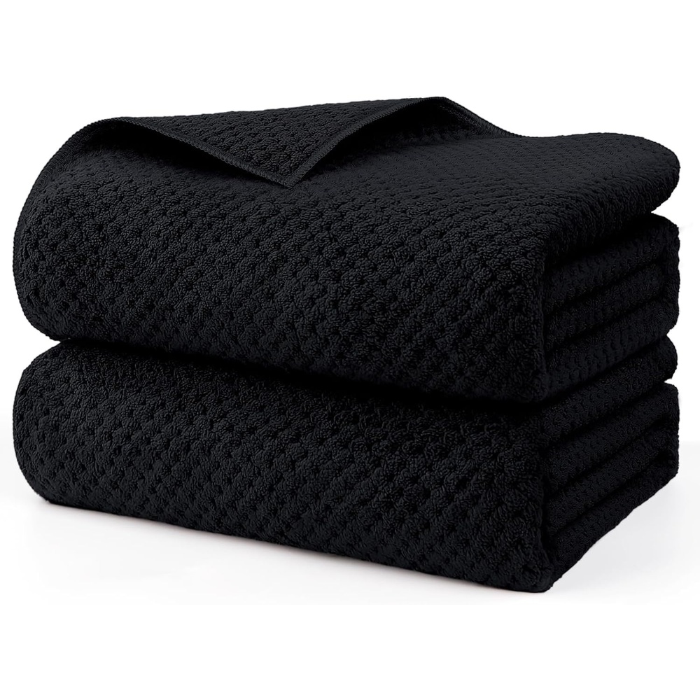 image:imageHOMEXCEL 6PK Bath Towel Set 24x48 in AbsorbentampQuick Dry Towels for HotelBlack