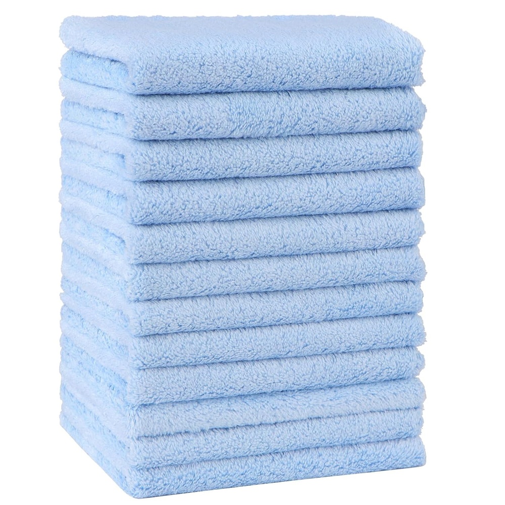 image:imageHOMEXCEL Baby Washcloths 24 Pack Microfiber Coral Fleece Soft Wash ClothsBlue