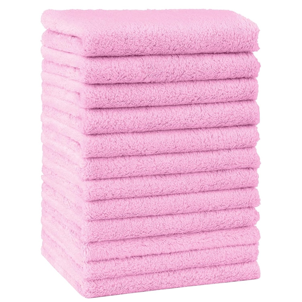image:imageHOMEXCEL Baby Washcloths 24 Pack Microfiber Coral Fleece Soft Wash ClothsLight Pink