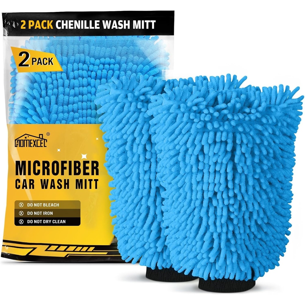 image:imageHOMEXCEL Car Wash Mitt Microfiber Washing Glove 102 x 67 2 PK BlueBlue