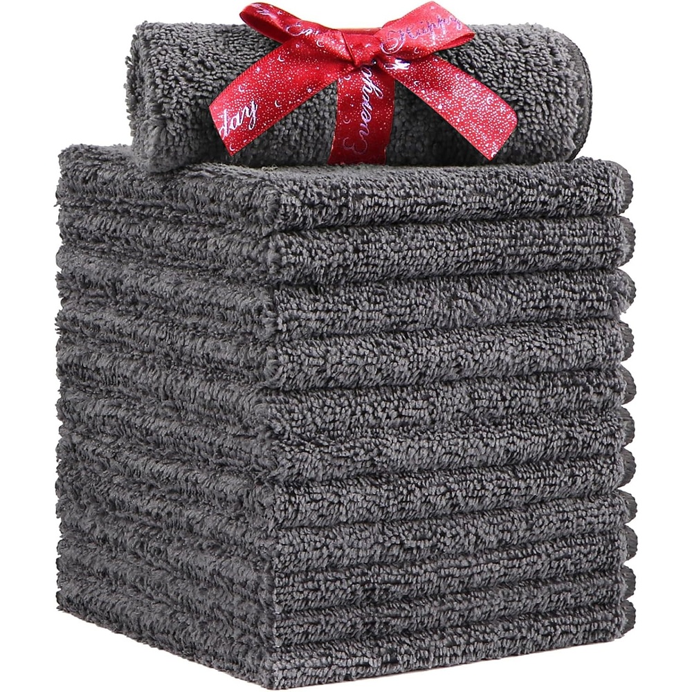 image:imageHOMEXCEL Washcloths 50PK Ultra SoftampHighly Absorbent Face Towels 12X12 inGrey