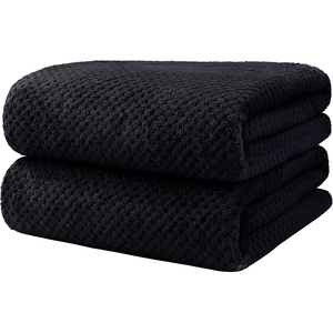 HOMEXCEL Bath Towels 2PK, Microfiber Ultra Soft Bathroom Towel, 27×54 in(Black)