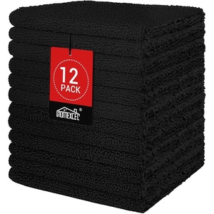 HOMEXCEL Washcloths 50PK, Ultra Soft&Highly Absorbent Face Towels, 12X12 in(Black)