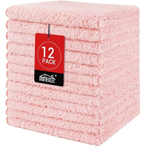 HOMEXCEL Washcloths 50PK, Ultra Soft&Highly Absorbent Face Towels, 12X12 in(Pink)