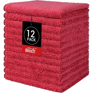 HOMEXCEL Washcloths 50PK, Ultra Soft&Highly Absorbent Face Towels, 12X12 in(Red)